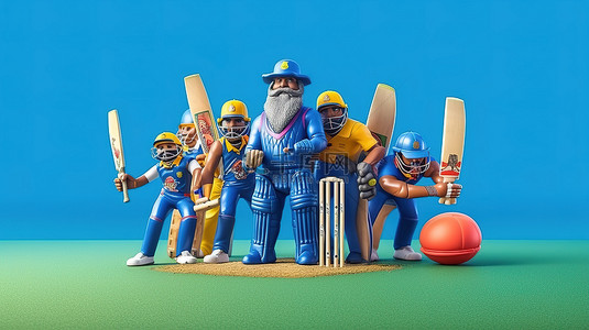 斯里兰卡和纳米比亚板球队冠军在浅蓝色 3D 背景下与比赛装备竞争