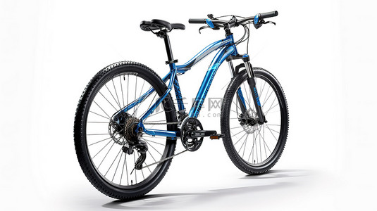 健康生活的背景背景图片_以蓝色山地自行车为特色的孤立白色背景的 3d 渲染