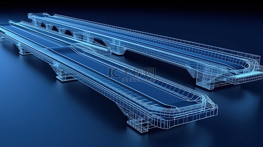 量高刻度线背景图片_蓝色背景下带刻度的 3D 传送带蓝图