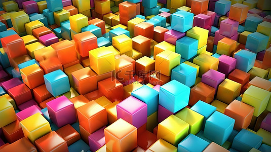 充满活力的立方体特写抽象 3d 插图