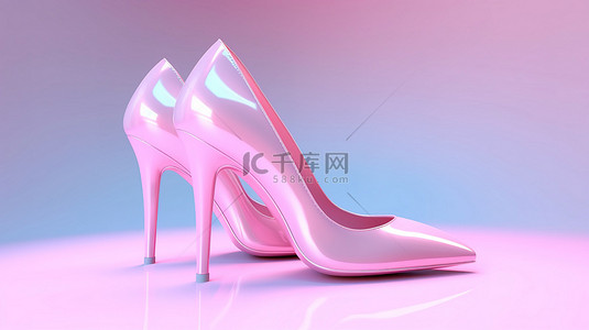 精致的淡粉色高跟鞋的 3d 渲染