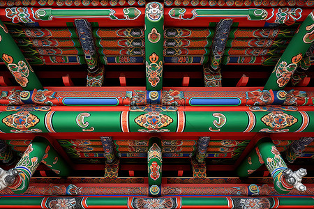 孟姜女哭长城背景图片_韩国首尔 s kyngs 寺庙的天花板