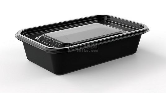 空白标签塑料食品容器托盘包装的白色背景 3D 渲染