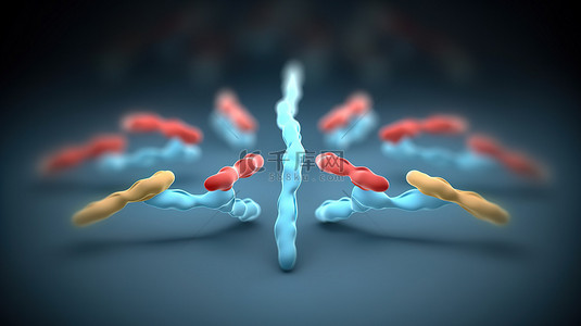 背景上染色体的科学 3D 插图