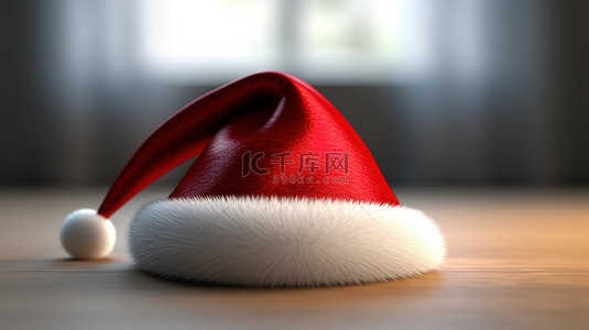 冬款背景图片_圣诞老人帽的 3d 插图