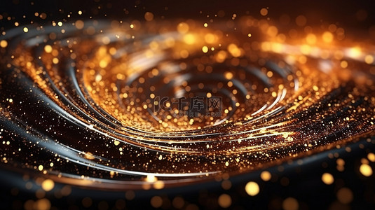 金光粒子背景图片_华丽的 3D 渲染，具有光芒四射的金色和金属颗粒，具有柔和的光绽放