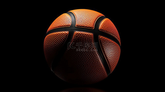 黑色背景上篮球的 3d 渲染