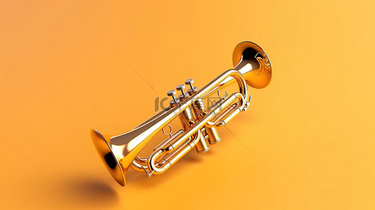 彩色背景音乐背景图片_彩色背景上孤立的金喇叭的真实 3D 渲染