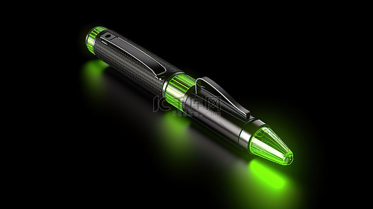 黑色和绿色 3d 等距荧光笔
