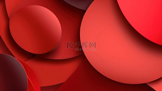红色的 3D 剪纸艺术动态抽象背景