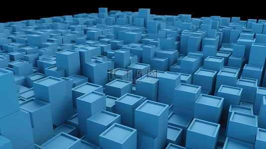物流箱标签背景图片_大量以 3D 形式描绘的蓝色纸板箱，其中一些打开，另一些关闭