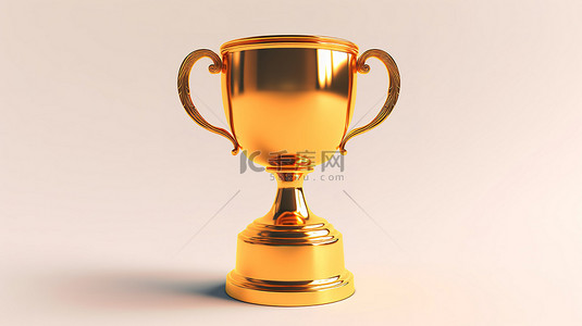 奖杯上的足球背景图片_白色背景上孤立的金奖杯的 3D 渲染