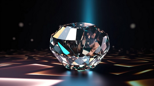 黑钻石背景图片_豪华钻石搁在圆柱体上，3D 渲染中令人惊叹的宝石背景