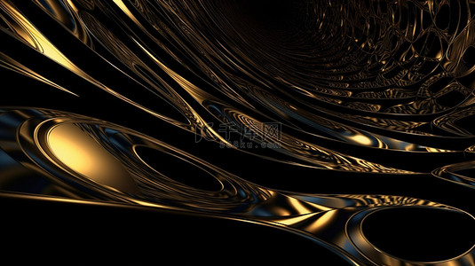 黑色背景金色字背景图片_具有 3D 渲染和精致渐变背景的现代黑色和金色灯光设计