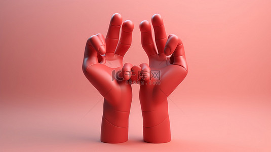 袖子里的动画 3D 手用紧握的手指营造出心形姿势，散发出爱意