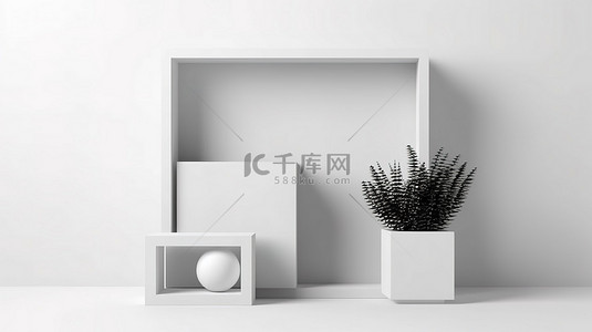 纸盒建模背景图片_极简主义 3D 建模场景展示以几何方块为特色的模型