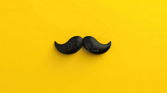 t恤男模背景图片_3d 渲染黄色背景与人造黑胡子