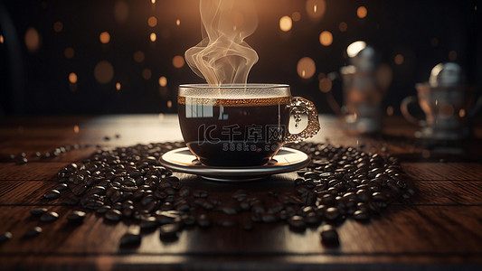 热饮提神背景图片_咖啡饮品热饮茶具