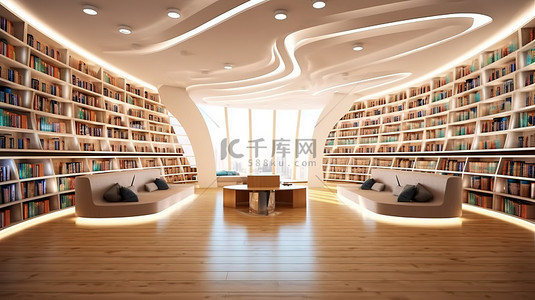 图书馆室内设计的令人惊叹的 3D 渲染