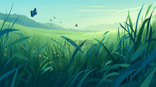 稻田风景背景图片_绿色的稻田大片的田地