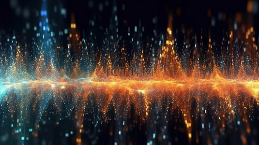 辐射网格粒子的未来流抽象声音结构的数字 3D 渲染