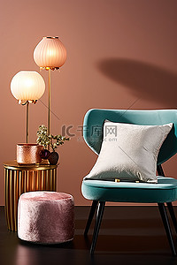 粉色椅子背景图片_家居圣诞系列台灯和椅子