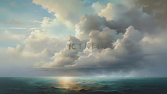 卡通大海边框背景图片_大海天空云层云朵