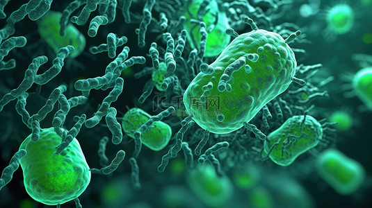 细菌细胞的概念 3D 插图