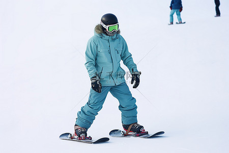 冬天的滑雪背景图片_穿着蓝色牛仔裤的滑雪寄宿者