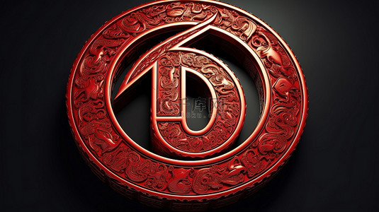 红色蒙古图格里克货币符号的 3d 插图