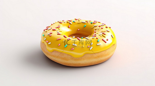背景面包图背景图片_白色背景上甜甜圈食品和饮料图标的 3d 渲染