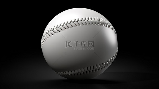 带接缝的正面空白白色棒球的 3D 渲染