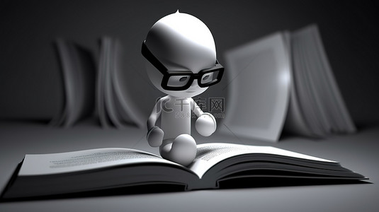 看书人物背景图片_全神贯注于阅读的动画人物