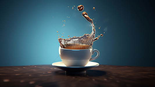 插画奶茶背景图片_咖啡饮品饮料流体水珠