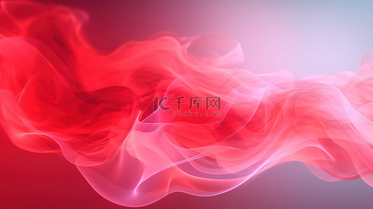 抽象散景背景与 3d 创建的流畅数字红色烟雾波