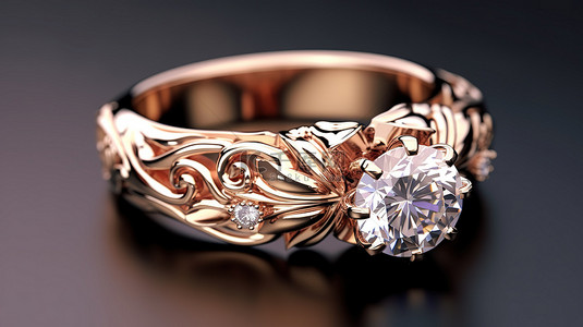 设计优雅的订婚戒指 3d 渲染