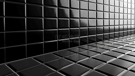 现代瓷砖 3D 方形黑白背景非常适合现代家居装饰和厨房墙壁