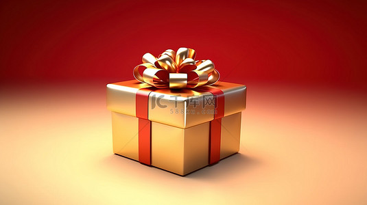 红色3礼盒背景图片_带红丝带的金色惊喜盒庆祝 14 周年快乐生活