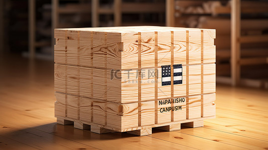 木头托盘背景图片_芬兰制作的进出口木箱 3D 插图