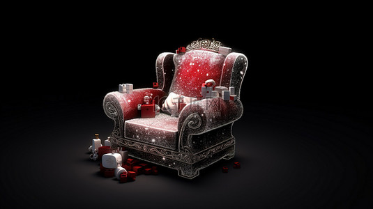 圣诞老人在扶手椅上放松的 3d 渲染