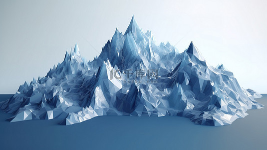冰冷雪山背景图片_以 3d 呈现的低聚冰山
