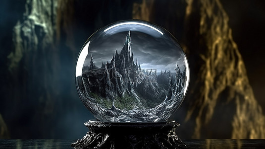 中土世界的 Palantir 一个水晶球，用于看到未来 3D 渲染