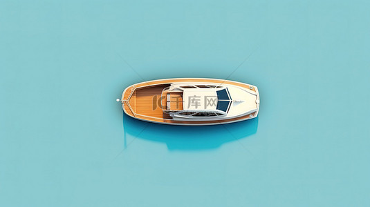 平躺旅行横幅抽象船视图从上面孤立的 3D 插图