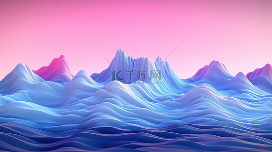 紫色多边形背景背景图片_柔和色调的声波 3D 低多边形渲染柔和的色调