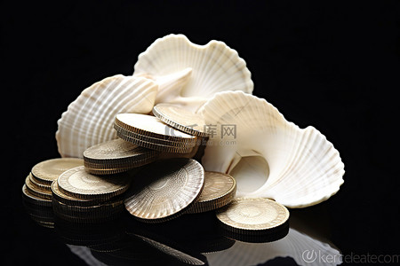 贝壳中的硬币收藏
