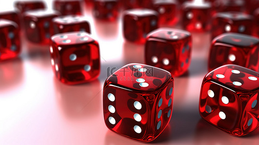 骰子豹子背景图片_白色背景与红色骰子是赌博棋盘游戏赌场和运气的象征 3D 插图