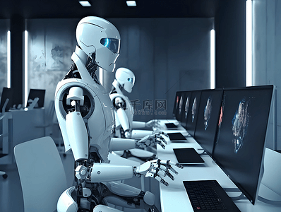 仿生机器人背景图片_机器人数据处理中心广告背景