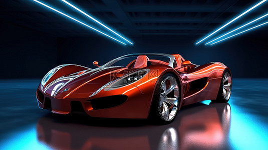 汽车疾驰背景图片_3D渲染的跑车以闪电般的速度疾驰而过