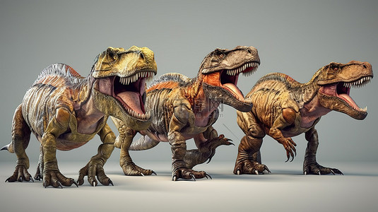 侏罗纪背景图片_以霸王龙为特色的大量 3D 角度插图