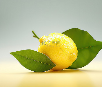 半个柠檬放在叶子上